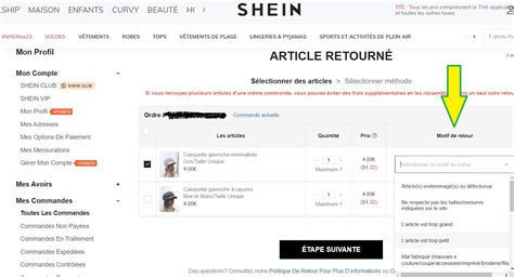 renvoyer une commande shein|Remboursement